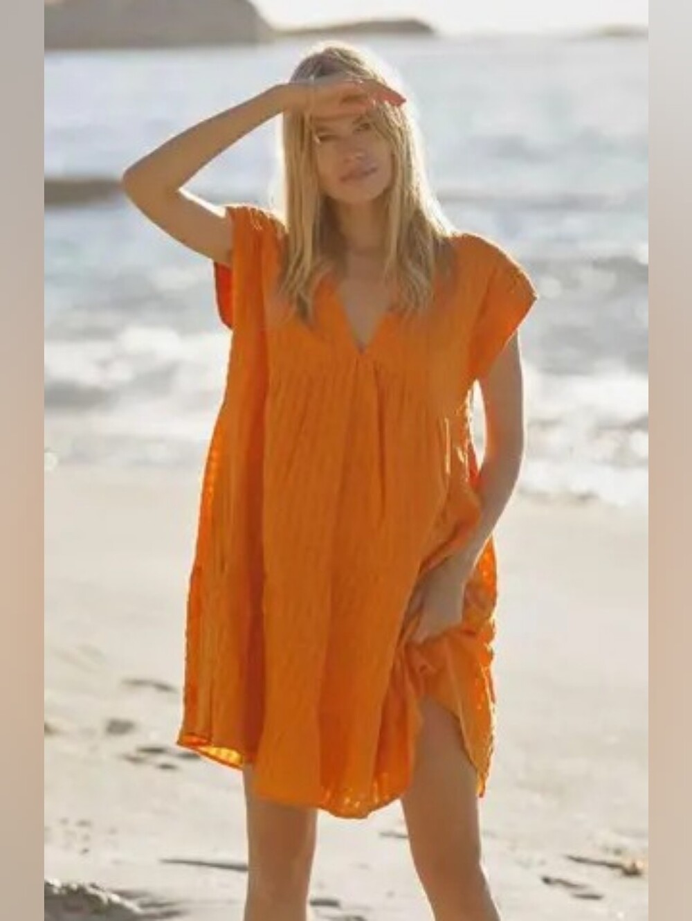 Maeve Anthropologie Juliet Orange Cotton Tunic Dress Size Large - Picture 1 of 10